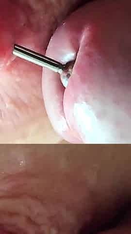 Cock Sounding by My Long Nipple Piercing This Was My First Inserting Dick