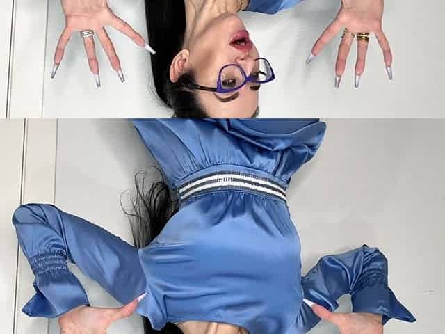New Long Nails Shape - a Ballerina Shape (coffin) and Silk Satin Dress on Me