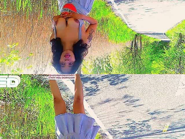 Marvelous MIDGET BLACK Exhibitionist Wife Outside Public Bike Trail MINI PETTICOAT Pov Up Petticoat