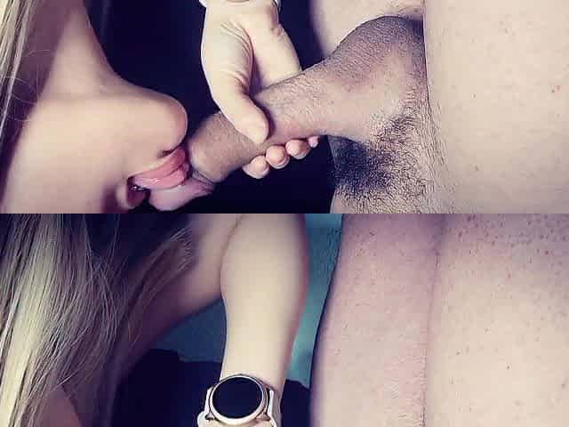 Close up fellatio by charming teen