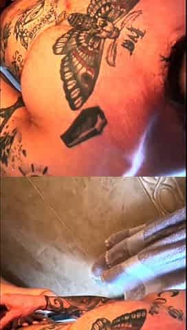 Shower POV with loud moans and squirt with parents outside