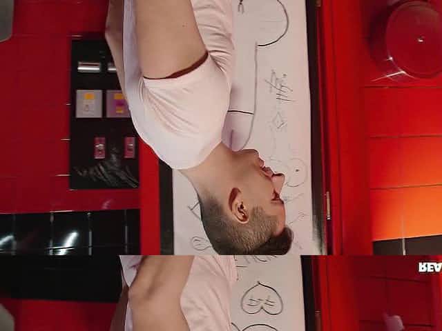 Sata Jones is sucking cock in the toilet