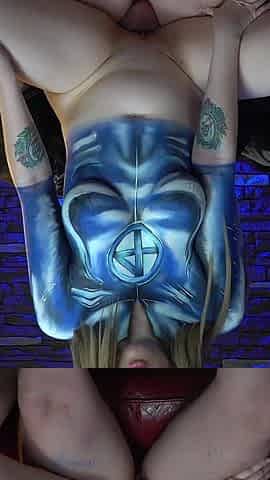 Susan Storm Bodypaint Face and Pussy Fucked Rough