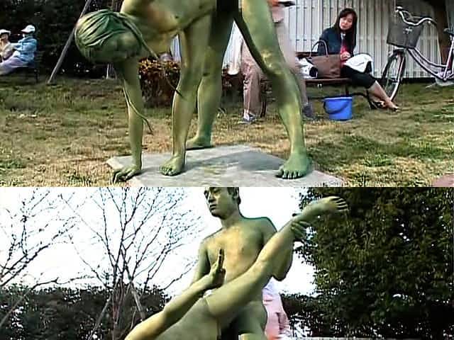 Horny asian having sex in public