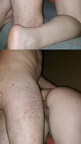 I spread her pussy with my cock and it gets all wet
