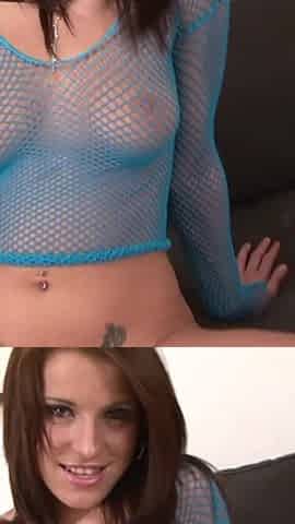Hairy brunette anally fucked by a BBC on the couch