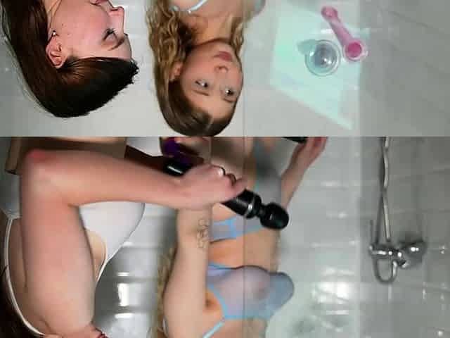 Showered teen lesbian eaten out