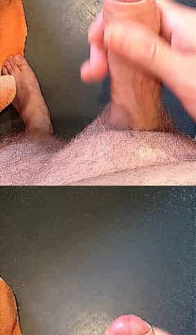Jerking off my Hard Wang until I Cum in a Large Jizz flow
