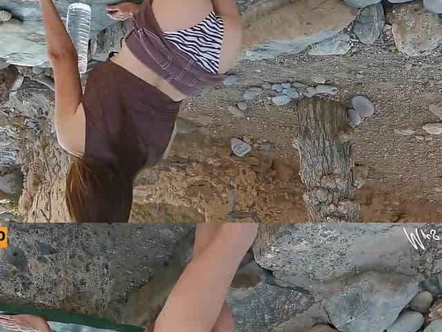 Mrs Robinson In Giving A Roadside Blowjob On Vacation With Cars Passing By