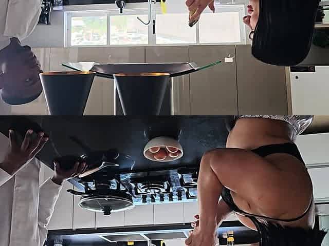 Milf muscle girl begs her personal chef to cook her big