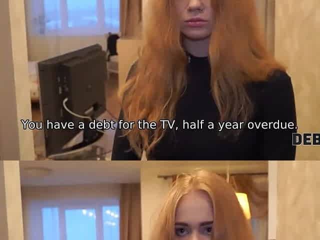 DEBT4k. Perfectly looking ginger gets rid of debts after sexy sex
