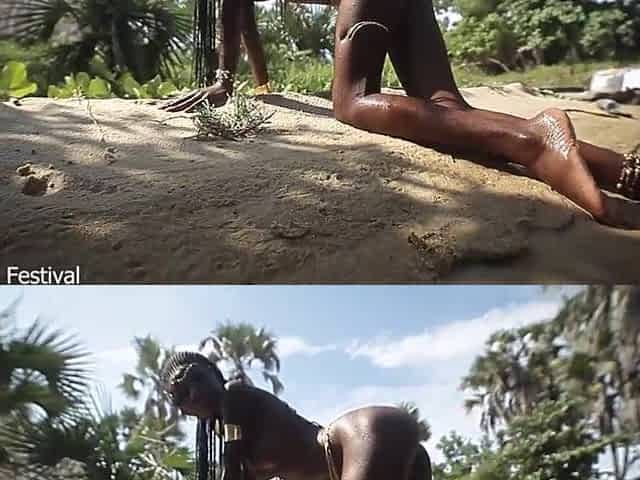 Favourable foreigner drilled this Afro tribe queen flawless body in the village river