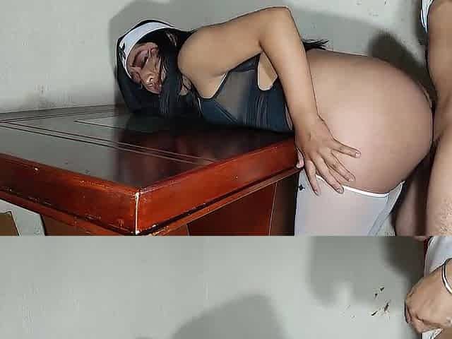 Sexy nun tries anal-act of love for the 1st time and relives cream on her booty