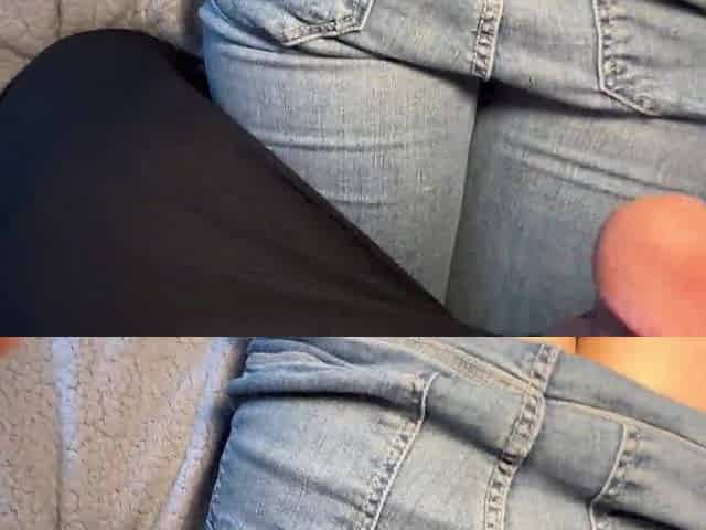 POV: Large Booty in Jeans Rubbing on Large Dick - Clothing On