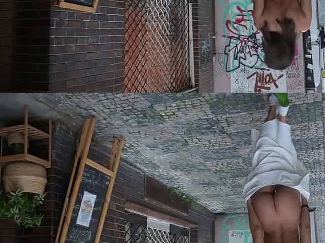 Sexy brunette teen outdoor masturbation