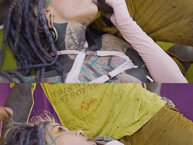 Threesome Anal Only Alternative Dreadlocks Girl Double Anal, Prolapse, Gape