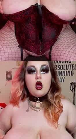 Glamour babe with big boobs masturbates in lingerie