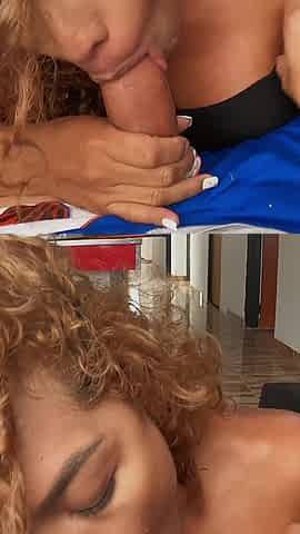 My Friend Gives Me a Huge Blowjob Showing Me How Much She Can Swallow It