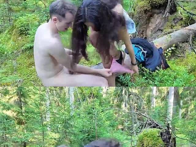 pair banging anal in public forest
