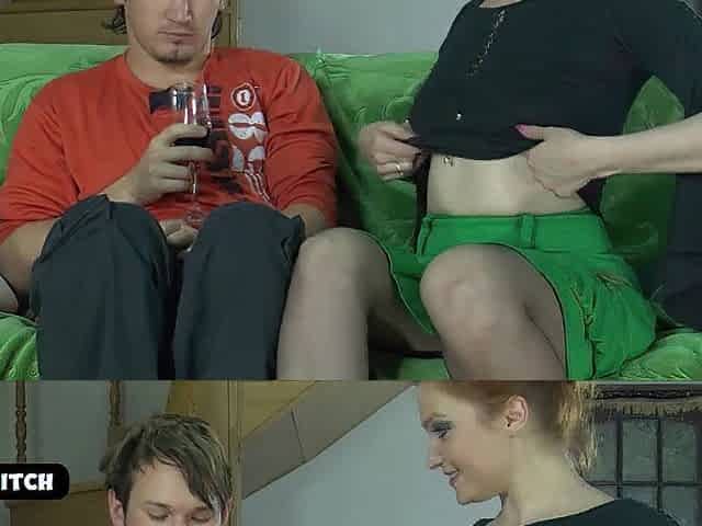 Wet redhead cougar got throat filled with recent cum