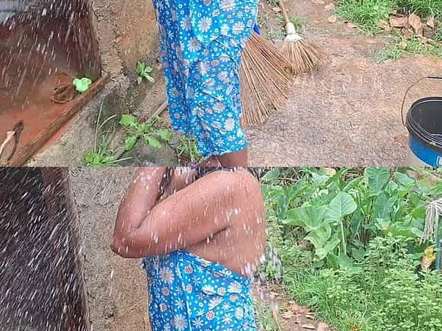 Hot Step Mom Bathing Outdoor