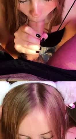 Brought home a homeless cat girl and cum in mouth