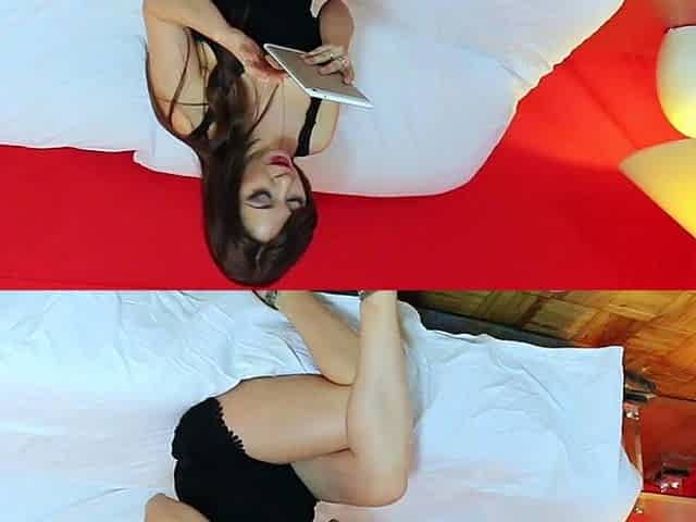 Skinny brunette MILF sucks and fucks a big cock