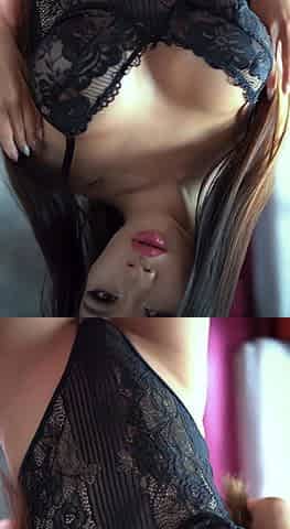 Asian babe sucking and jerking two hard dicks
