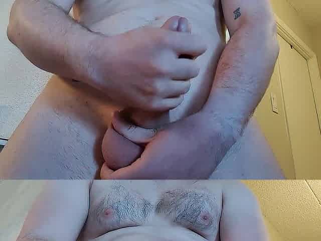 Showing off for the camera (hard thick knob/cum!)