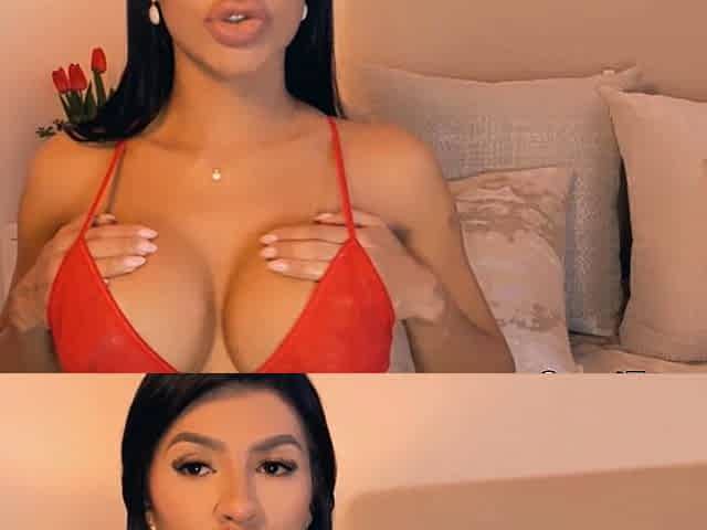 Sexy Olive Skinned Babe Toys Her Tits and Pussy