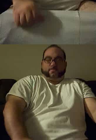 Single corpulent chap undressing touching masturbating rubbing edging groaning tiny knob