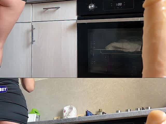 I fondle my holes in the kitchen