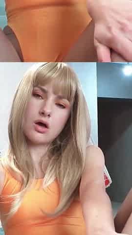 Blonde Handjob and Footjob Big Cock in Nylon Pantyhose Till Cumshot - Nylon Fetish