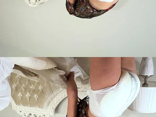 Hot brunette amateur MILF rides hubbys cock