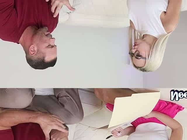 Busty Blonde Glasses Hottie Jerks Huge Cock Hardcore POV Handjob