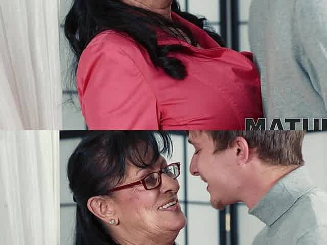 Milf in glasses gets a big cock in her mouth and vagina