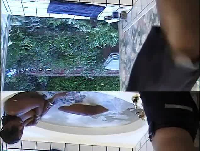 Black babe gets white wang in taut cunt