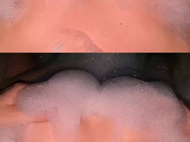 Lascivious fit beauty cums in the baths after a workout - UnlimitedOrgasm touching bazookas