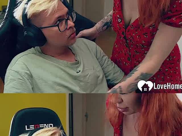 Tattoed redhead lets me screw her during the time that doing laundry