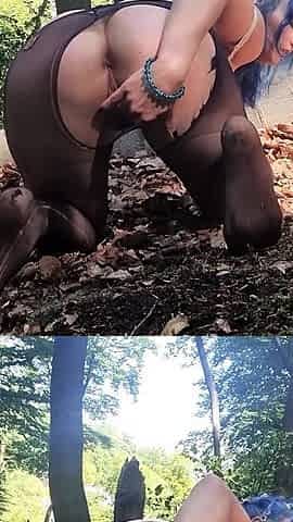 Blue Angel Struggles to Rip off Her Nylon Pantyhose