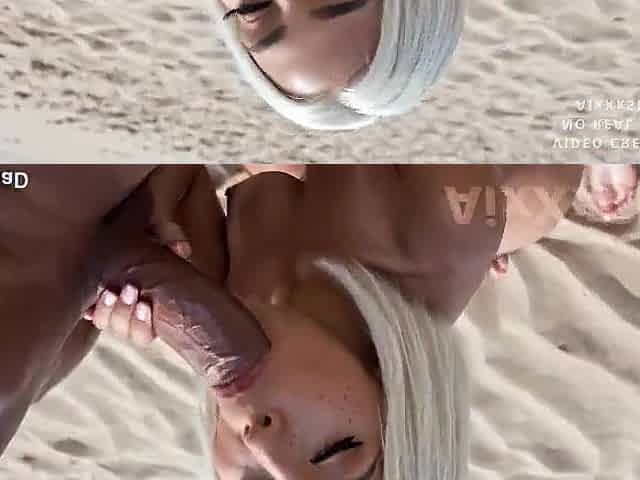 A Black girl has sex on the beach with a large ebony wang.