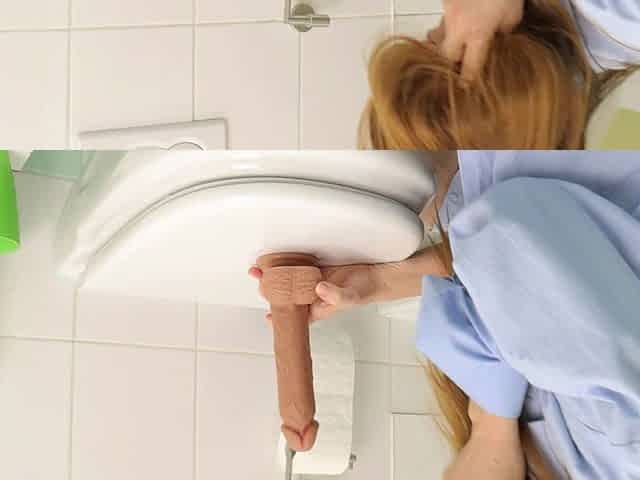 The Beauty Hid in the Toilet and Fucked Herself with a Big Dildo. Masturbation. Annahomemix