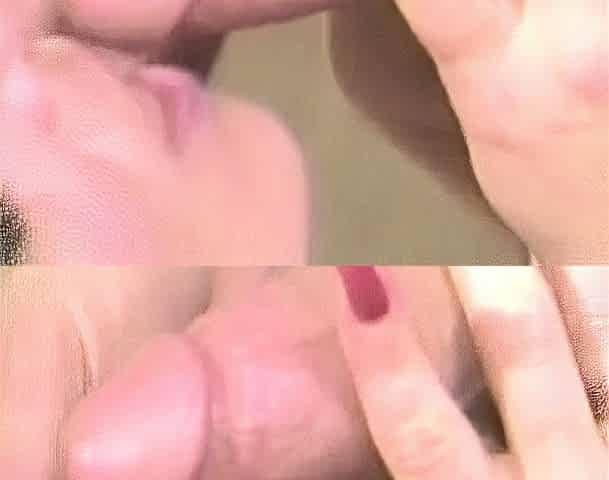 Close up with blonde hottie blowing a large dick