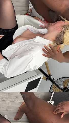 Oiled Secretary Interracial Anus Stretched