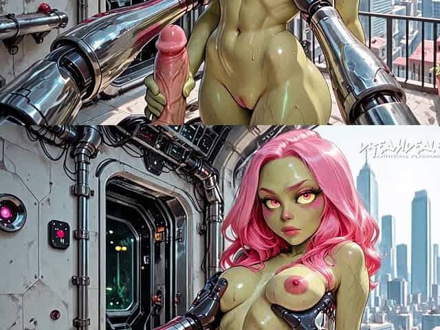 Alyxa the Alien Goddess Shows You Around Cybertown - Ai Generated