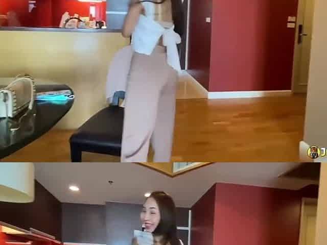 JohnTronX - Slutty Oriental beauty gets drilled standing up from behind