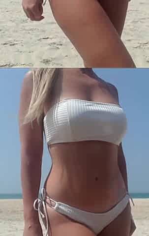 Peeing White Bikini Public Beach