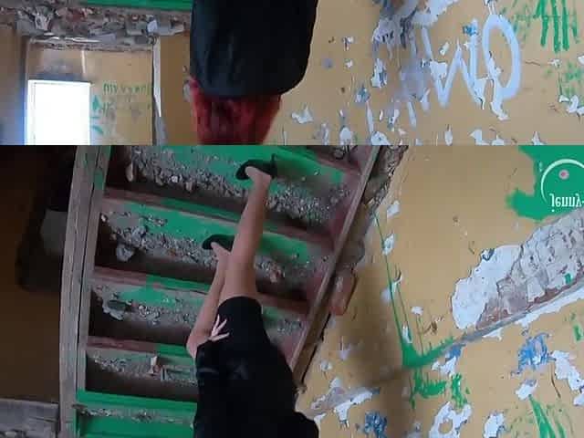 Unfathomable anal with riping hose in the abandoned abode.Cum on ass