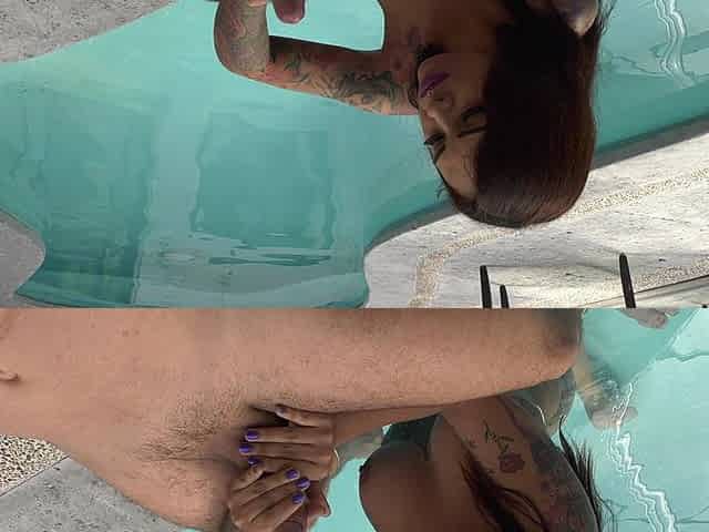 Super Busty Brunette Jerking a Big Dick at the Pool Party