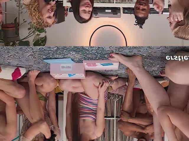 Full Truth And Dare Game - 3 Hot Babes Pleasure Their Guy Friends Before Steamy Orgy